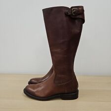 Frye Jayden Brown Leather Knee High Tall Chunky Heel Boots Uk 5.5 Us 7.5