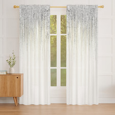 Luxury Pair Voile Net Curtains with Silver Glitter Top | Ready-Made Pencil Pleat