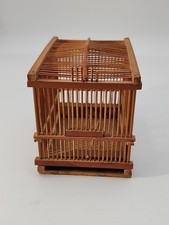 Vintage bamboo wooden lucky cricket cage with sliding door