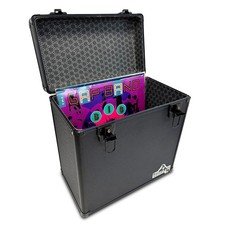 Gorilla LP 50 12" Vinyl Record Storage Box Case All Black & FREE Cleaning Cloth