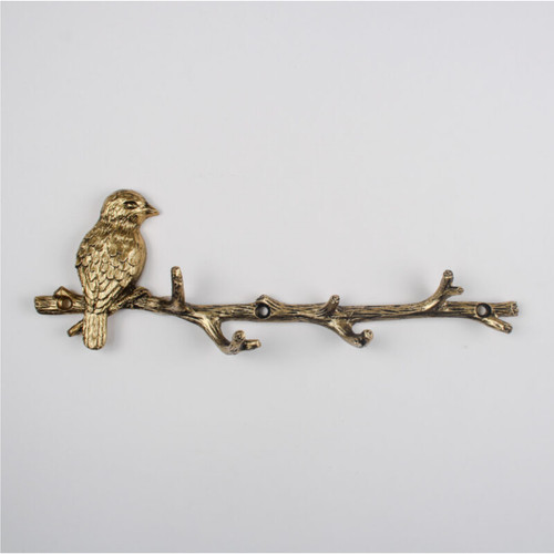 Gold metal wall bird - gold, on