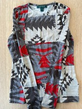 Lauren Ralph Lauren Women’s Cotton Top Aztec Southwest Western Tribal Size XS