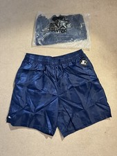 Blue nylon silky satin football / Gym / Workout shorts XL Glanz