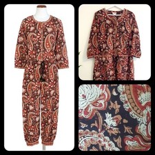 ANOKHI indian cotton jumpsuit hand block print hippy ethnic boho overalls s m