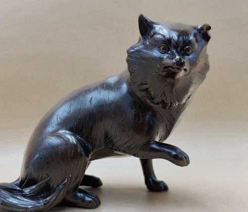 Japanese bronze tanuki okimono - bronze,