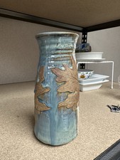 Pottery Vase Oak Leaf Enhanced