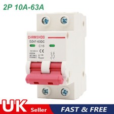 DC Circuit Breaker 500V 2 Pole Double 2P MCB Solar PV 10 16 20 32 40 63 Amp UK