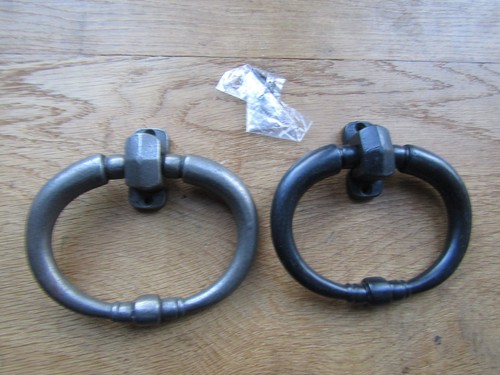 Rustic iron ring pull handle - rustic,