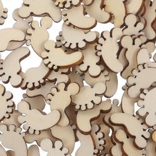  100 Pcs Craft Embellishments Wooden Feet for Crafts Baby Footprint Crfts