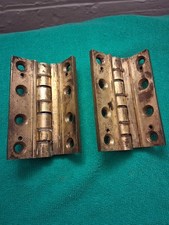 Pair of  Vintage 90° Heavy Solid Brass Door Hinges   1.3kg total  4.75" 