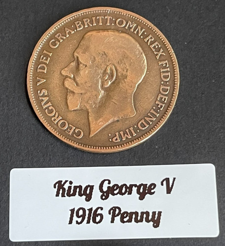 King george one penny coin - v,