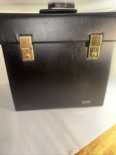 Vintage Black Faux Leather Vinyl 12” Record LP Storage Carry Case Box With Keys