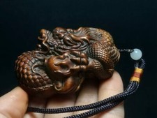 Japanese boxwood hand carved Dragon statue netsuke Decoration gift collectable