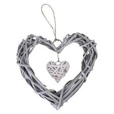 Chic Wicker Hanging Hearts Gray White Artificial Wreaths DIY Heart Wicker for