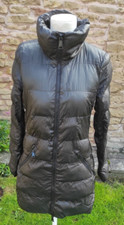 Massimo Dutti Ladies Black Fibre Down Long Puffer Coat Size Small UK