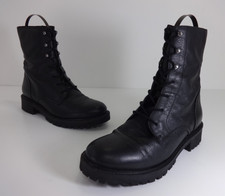 Womens Boots GEOX Respira Black Leather Lace Zip Ladies Combat Ankle Size 5 UK