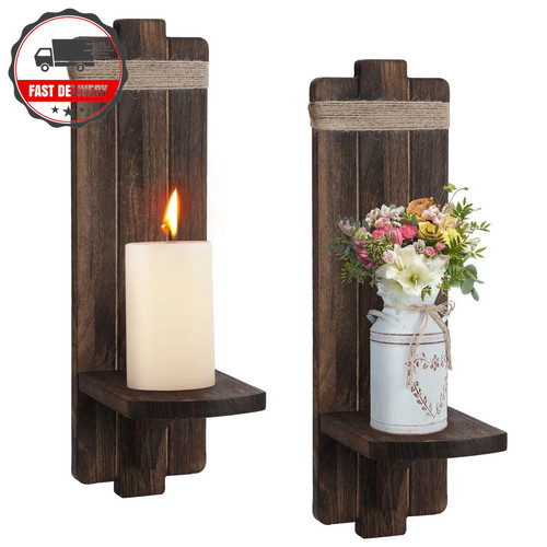 Vintage wooden wall candle - vintage,