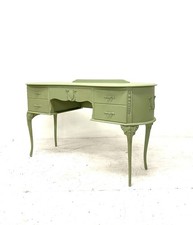 Vintage French Green Rustic Provincial Louis Dressing Table / Dresser Desk