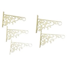 Lot of 5 White Metal Shelf Brackets Plant Hangers 10" W x 6.5" H