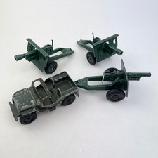 Vintage Britains Diecast Metal WW2 US army Artillery Guns And Lone star Jeep