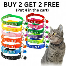 Cat Collar Reflective Safety Breakaway Adjustable Kitten Collar with Bell VICKY