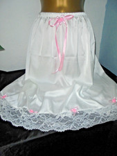 Stunning  silky ICE WHITE satin  half  slip cd/tv  30 - 50 BNWOT pink kittys