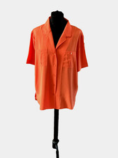 Orange size18 blouse by Alexon short sleeve Vneck slit sides 2 chest pockets VGC