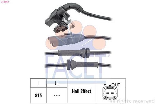 Rear axle left - 21.0063, sensor