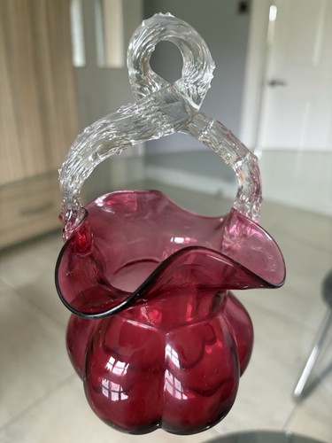 Vintage cranberry glass vase - cranberry, vase-
