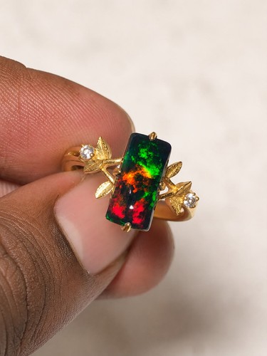 Ethiopian fire opal ring - fire,