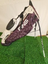 PING Hoofer Lite Golf Stand Bag Mr. PING Print Logo Dual Strap Black/White