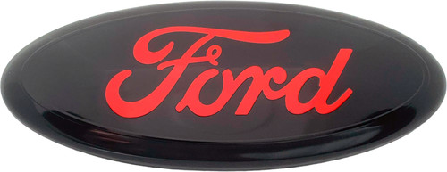 Logo emblem black oval red - 7", emblem: