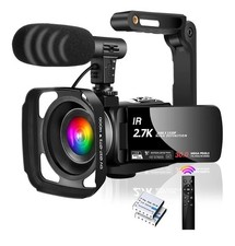 2.7K Full HD Digital Camcorder with Night Vision External Mic 2 Batteries Boxed