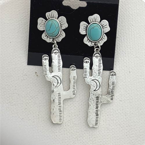 Earrings silver turquoise - silver, faux