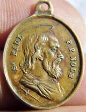 Fine Antique Papal Bronze HOLY MEDAL St. Peter & Paul Pilgrims Badge Rome Pope
