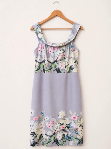 Grey floral shift - shift, dress