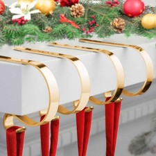 4Pcs Christmas Stocking Holder Hanger Hooks for Xmas Holiday Party Decorations