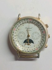 Mens Vintage Original 19 Jewels Mechanical Moon Phase Watch Ticks When Wound...