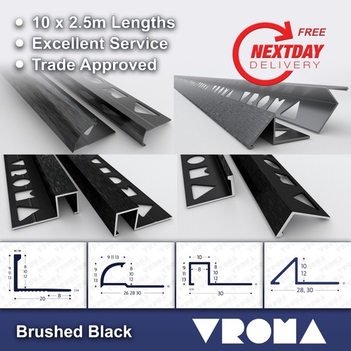 Tile trim brushed black - brushed,