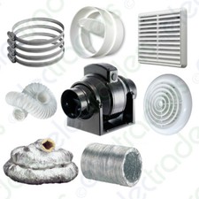 Manrose MF100T In-Line Extractor Fan with Timer 100mm/4" Grille / Duct Options