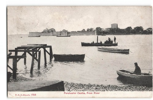 Porchester castle from river - castle,