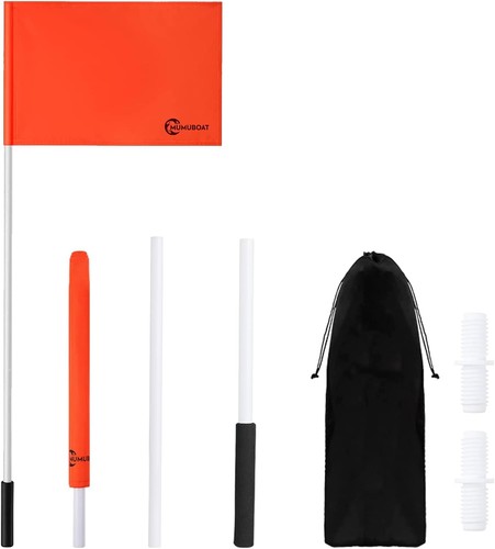 Orange boat flag - boat, water