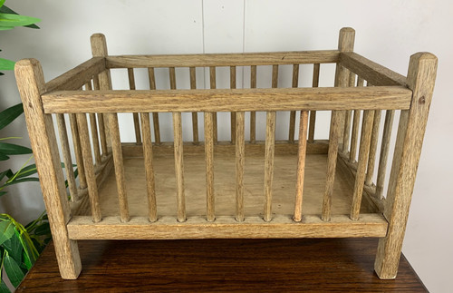 Vintage wooden oak dolls - oak?, crib