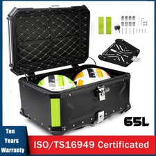 65L Motorcycle Rear Top Box Luggage Black Aluminium Alloy Tail Carrier Tool Case