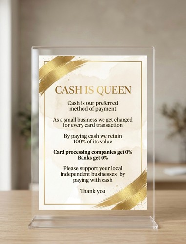 Shop cafe cash - only, sign