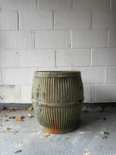 Antique Galvanised Dolly Wash Tub Garden Planter, with Original Green Paint 50cm