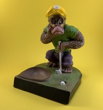 VINTAGE 70’s ENTRY WAY TRAY GORILLA MONKEY GOLF FIGURE GOLFING STATUE FIGURINE