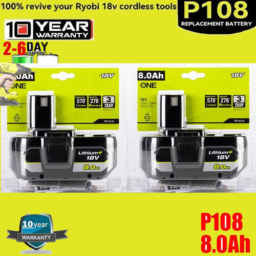 2pack for ryobi 18v 0ah - ryobi, 8.0ah