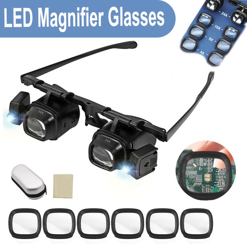 Head mounted led - led, magnifying