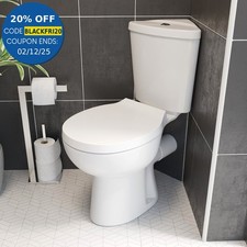 Close Coupled Bathroom Corner Toilet Space Saving WC Pan Soft Close Seat Cistern